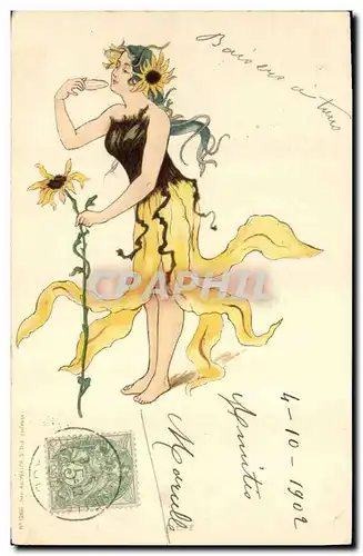 Cartes postales Fantaisie Illustrateur Femme L&#39ete