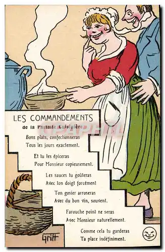 Ansichtskarte AK Fantaisie Illustrateur Griff Les commandements de la parfaite cuisiniere