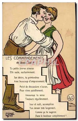 Ansichtskarte AK Fantaisie Illustrateur Griff Les commandements du jeune marie Mariage