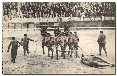 Ansichtskarte AK Corrida Course de taureaux El arrastre