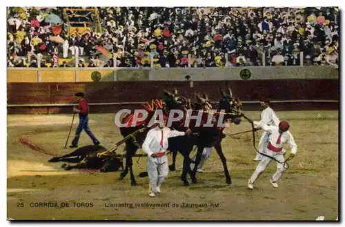 Cartes postales Corrida Course de taureaux L&#39arrastre enlevement du taureau