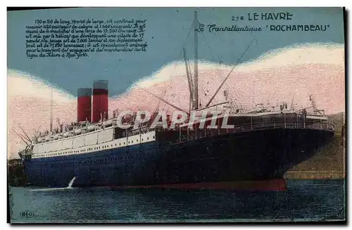 Cartes postales Bateau Paquebot Le Havre Rochambeau