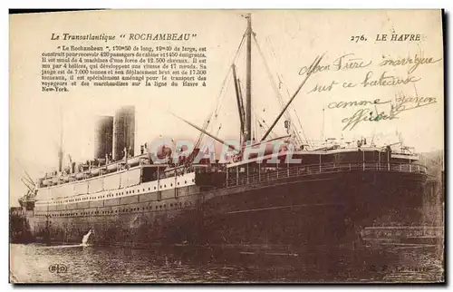 Cartes postales Bateau Paquebot Le Transatlantique Rochambeau