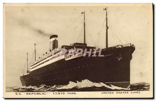 Cartes postales Bateau Paquebot SS Republic United States Lines