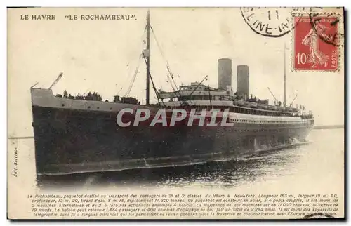 Cartes postales Bateau Paquebot Le Havre Rochambeau