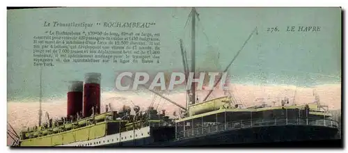 Ansichtskarte AK Bateau Paquebot Le Transatlantique Rochambeau