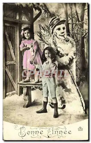 Cartes postales Fantaisie Bonhomme de neige Enfants