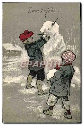 Ansichtskarte AK Fantaisie Bonhomme de neige Enfants