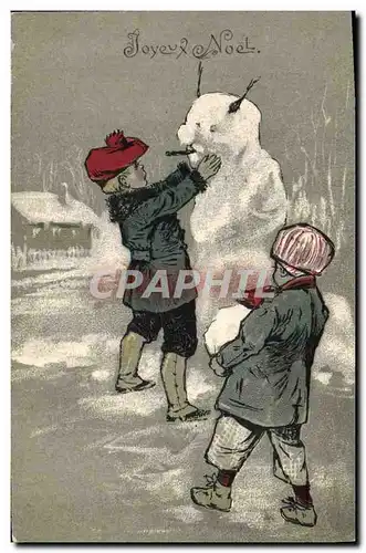 Cartes postales Fantaisie Bonhomme de neige Enfants