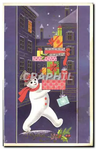Cartes postales Fantaisie Bonhomme de neige Enfant