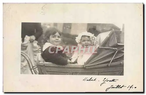 CARTE PHOTO Enfant Bebe Poussette