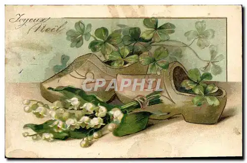 Cartes postales Sabot Fantaisie Trefles Fleurs
