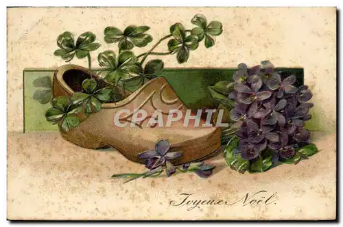 Cartes postales Sabot Fantaisie Trefles Fleurs