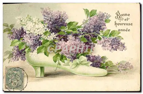 Ansichtskarte AK Fantaisie Chaussure Fleurs