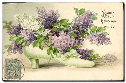 Cartes postales Fantaisie Chaussure Fleurs