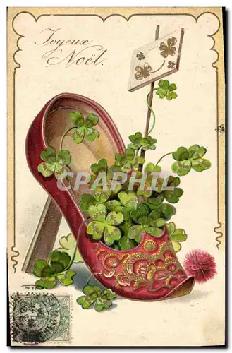 Cartes postales Fantaisie Pantoufle Trefles Fleurs