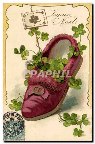 Cartes postales Fantaisie Pantoufle Trefles Fleurs