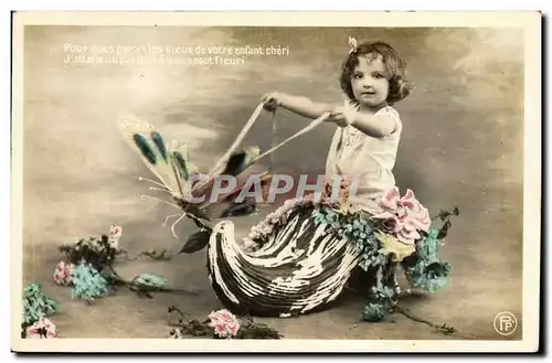 Cartes postales Sabot Fantaisie Enfant Papillon