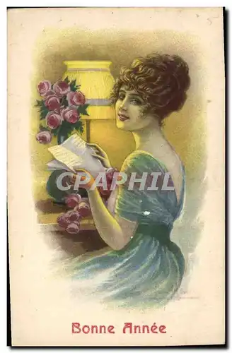 Cartes postales Fantaisie Illustrateur Femme Bonne annee