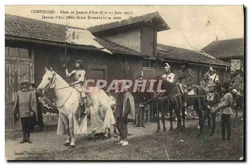 Cartes postales Compiegne Fetes de Jeanne d'Arc Mlle Alice Dumars et sa suite 8 et 15 juin 1913