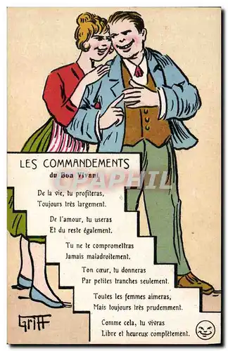 Ansichtskarte AK Fantaisie Illustrateur Griff Les commandements du bon vivant