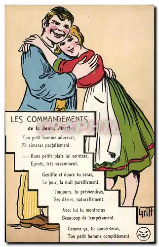 Ansichtskarte AK Fantaisie Illustrateur Griff Les commandements de la jeune mariee