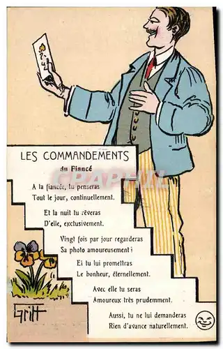 Ansichtskarte AK Fantaisie Illustrateur Griff Les commandements du fiance