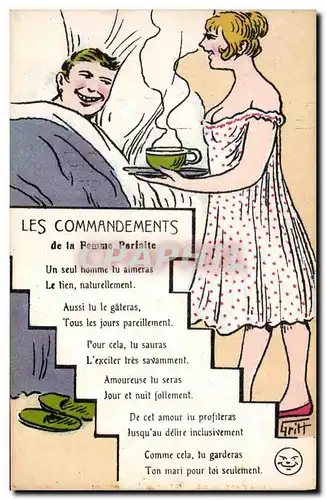 Cartes postales Fantaisie Illustrateur Griff Les commandements de la femme parfaite