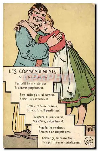 Ansichtskarte AK Fantaisie Illustrateur Griff Les commandements de la jeune mariee Mariage