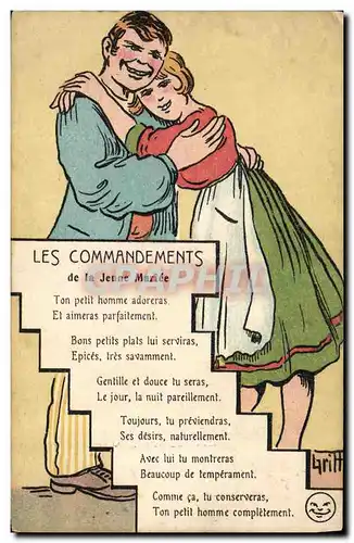 Cartes postales Fantaisie Illustrateur Griff Les commandements de la jeune mariee Mariage