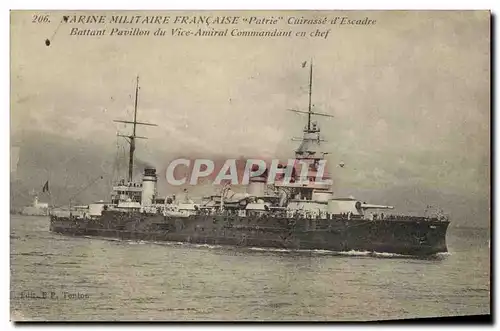 Cartes postales Bateau Guerre Patrie Cuirasse d&#39escadre Battant pavillon du Vice Amireal Commandant en chef