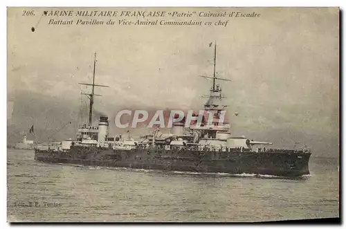 Cartes postales Bateau Guerre Patrie Cuirasse d'escadre Battant pavillon du Vice Amireal Commandant en chef