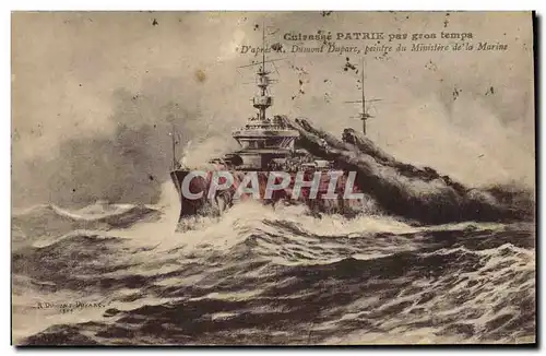 Cartes postales Bateau Guerre Cuirasse Patrie par gros temps