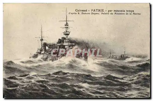 Ansichtskarte AK Bateau Guerre Cuirasse Patrie par mauvais temps