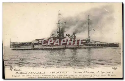 Cartes postales Bateau Guerre Provence Cuirasse d'escadre