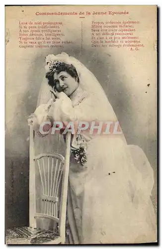 Cartes postales Fantaisie Femme Mariage Commandements de la jeune epousee