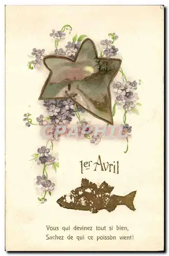 Ansichtskarte AK Fantaisie Fleurs Poisson 1er Avril