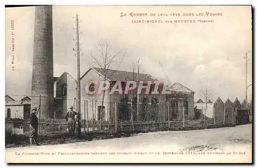 Cartes postales Saint Michel sur Meurthe Vosges La filature Witz et Felix incendiee pendant les combats Militari