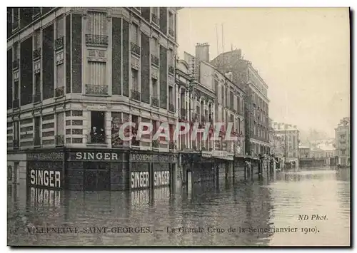 Cartes postales Villeneuve Saint Georges La grande Crue de la Seine Janvier 1910 Singer