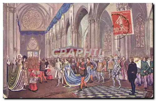 Cartes postales Jeanne d&#39Arc Apres la ceremonie du sacre de Charles VII dans la cathedrale de Reims