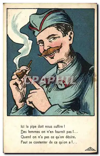 Ansichtskarte AK Fantaisie Illustrateur Griff Soldat Militaria Pipe Tabac