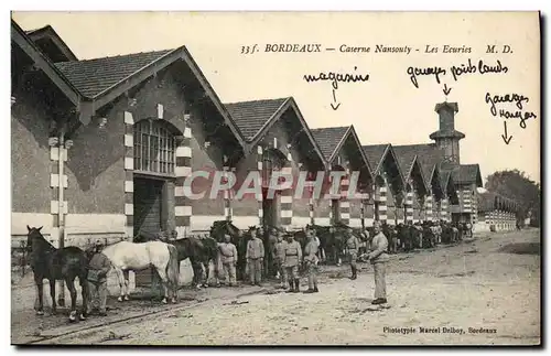Cartes postales Cheval Chevaux Hippisme Bordeaux Caserne Nansouty Les ecuries Militaria