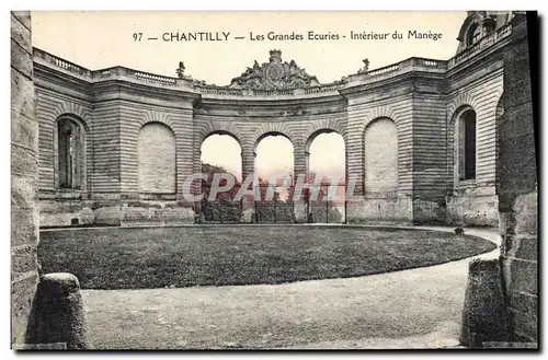 Cartes postales Cheval Chevaux Hippisme Chantilly Les grandes ecuries Interieur du manege