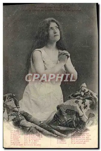 Cartes postales Fantaisie Ste Catherine Priere d&#39une jeune fille