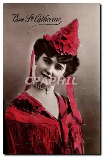 Cartes postales Fantaisie Ste Catherine Femme (d�cor du collier en relief)