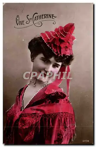 Cartes postales Fantaisie Ste Catherine Femme (collier en relief)