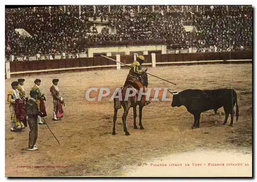 Cartes postales Corrida Course de taureaux Picator citant le toro