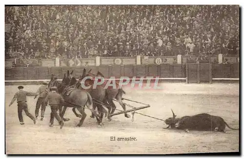 Ansichtskarte AK Corrida Course de taureaux El arrastre