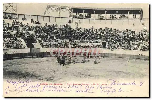 Cartes postales Corrida Course de taureaux Arenes de Beziers Une bonne pique