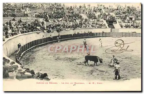 Ansichtskarte AK Corrida Course de taureaux Arenes de Beziers Le jeu du manteau